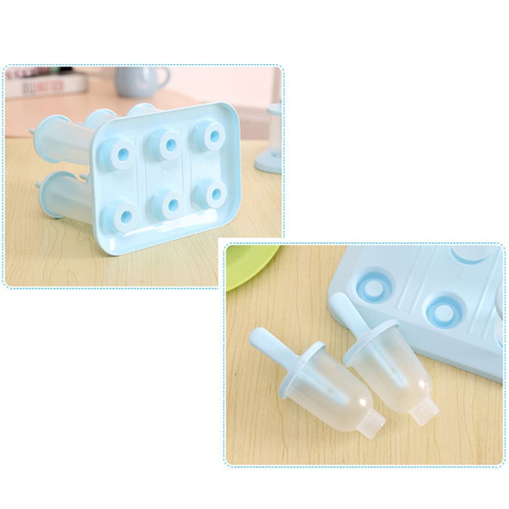 6pc/1 circular set with ice tray cap diy ice cream reusable frozen pop molds eco-friendly fueled juices puree yogurt