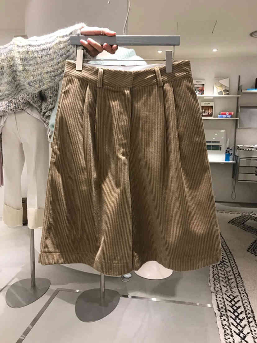 Nomikuma Causal Solid Corduroy Shorts Spring Korean High Waist Women Bottoms New Loose Short Chores Para Mujer 6E608 210427