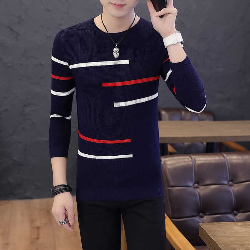 Mens sweater Autumn men's V-neck sweater Korean fashion bottoming shirt pullover sweater youth slim line 211018