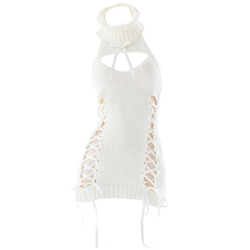 Sexy Lingerie Erotic Women Slutty Clothes Sexy Hollowing Out Lace Sexy Erotic Sweater Dress For Girl Cosplay Uniform Mini Skirt 210515