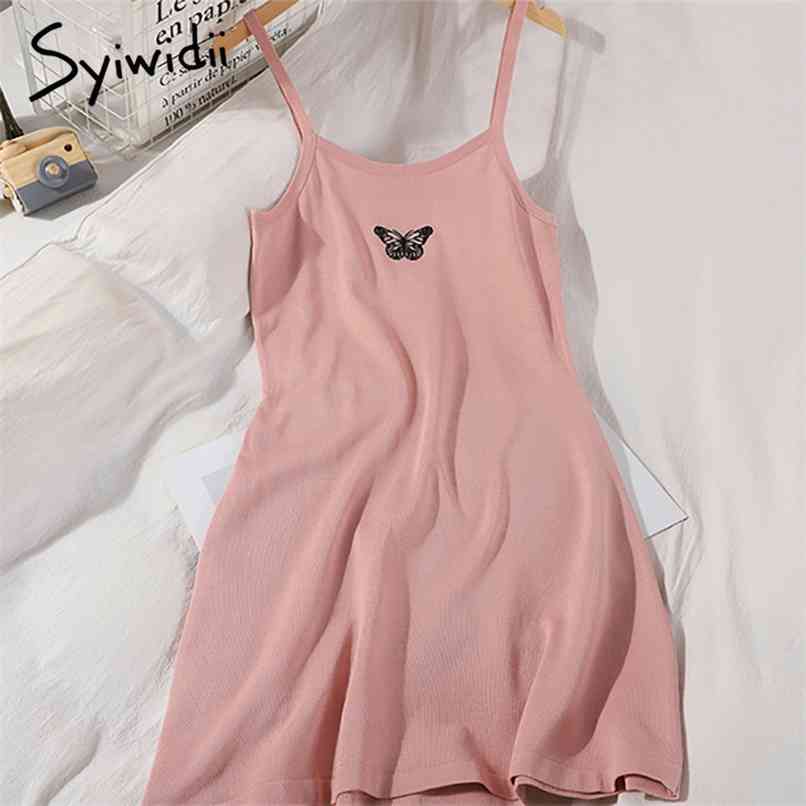 Fashion Spaghetti Strap Knitting Dresses Women Butterfly Embroidery Summer Sleeveless Slim A-line Midi Dress 210607, Pink
Fashion Spaghetti Strap Knitting Dresses Women Butterfly Embroidery Summer Sleeveless Slim A-line Midi Dress 210607, Pink