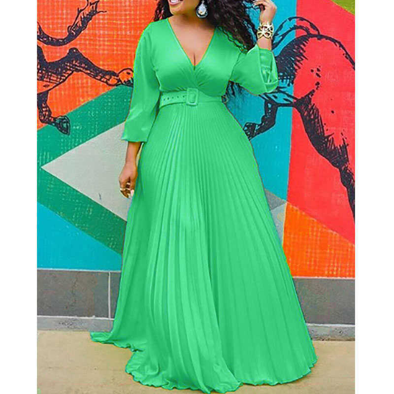 Birthday Maxi Dresses for Women Party Pleated Dress Long Sleeve High Waist Elegant Chiffon Vintage Dress Wholesale Dropshipping p0809