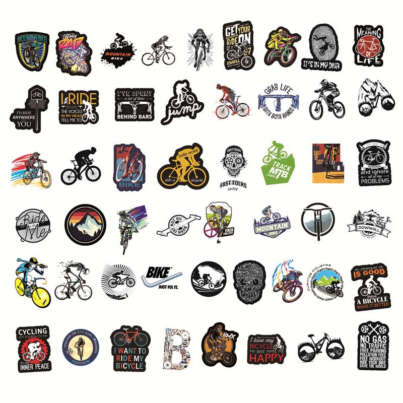 Outdoor Bicycle Design Car Stickers For Mountain Bike Riding Travel Luggage Car Skateboard Jump Motion Colorful Waterproof Decals