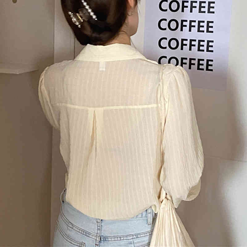 Autumn Office Lady Style Fashion Vintage Woman's Blouse Long Sleeve Chiffon Korean Sweet Solid Shirts Ropa De Mujer 10774 210518