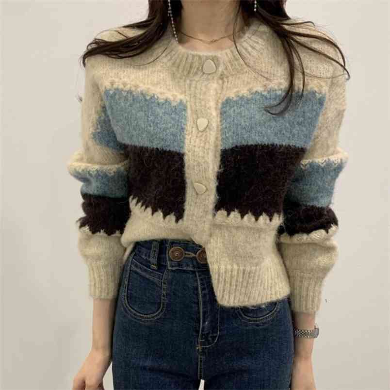 Korean Spring Hit Color patchwork Knitted Sweaters Lady Vintage Chic Cardigan Female Fashion Sweater Coat for Women Clothing 210519, Photo color
Korean Spring Hit Color patchwork Knitted Sweaters Lady Vintage Chic Cardigan Female Fashion Sweater Coat for Women Clothing 210519, Photo color