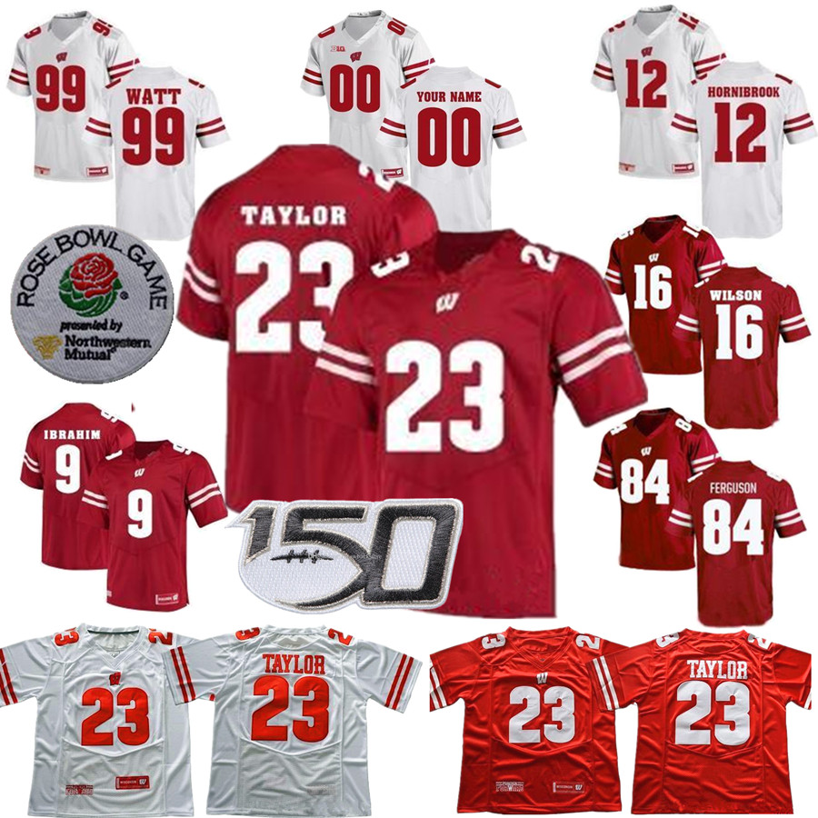 Custom NCAA Wisconsin Badgers Football Jersey 23 Jonathan Taylor 16 Russell Wilson 99 Watt 28 Ferguson Ibrahim Alex Hornibrook white Kendric Pryor gules Jerseys, Colour 2
Custom NCAA Wisconsin Badgers Football Jersey 23 Jonathan Taylor 16 Russell Wilson 99 Watt 28 Ferguson Ibrahim Alex Hornibrook white Kendric Pryor gules Jerseys, Colour 2