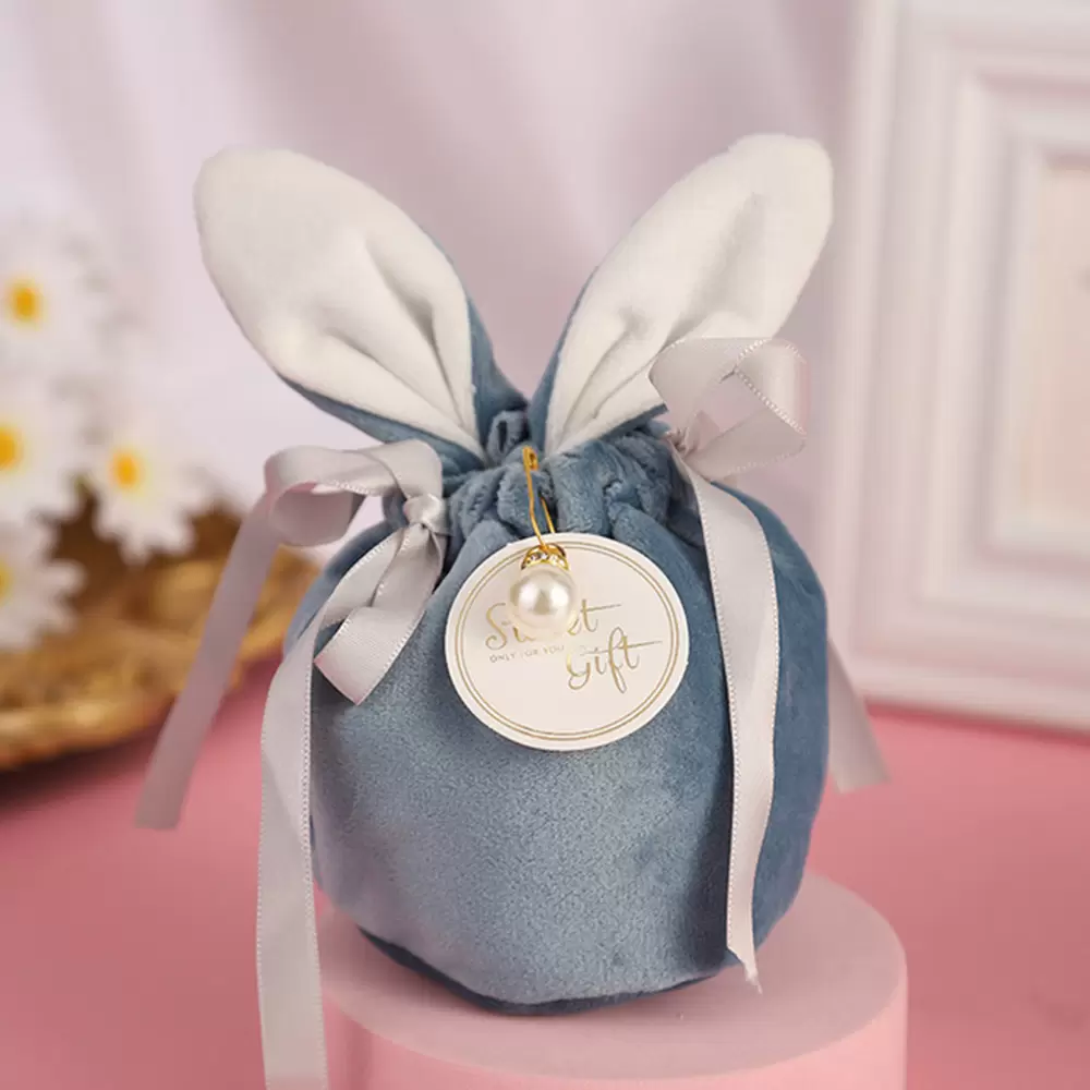 Easter Cute Bunny Gift Packing Bags Velvet Valentine's Day Rabbit Chocolate Candy Bags Wedding Birthday Party Jewelry Organizer