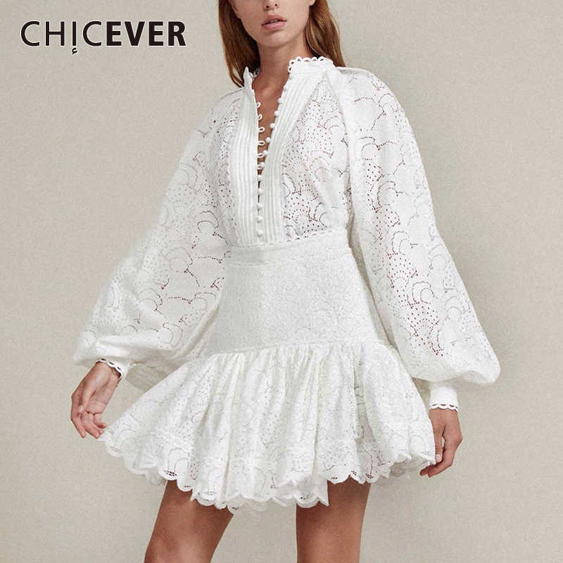 CHICEVER Sexy Hollow out Shirt Skirt Two Piece Sets Female Lantern Sleeve Blouse Tops Women High Waist Patchwork Lace Skirt Suit 210708, White
CHICEVER Sexy Hollow out Shirt Skirt Two Piece Sets Female Lantern Sleeve Blouse Tops Women High Waist Patchwork Lace Skirt Suit 210708, White