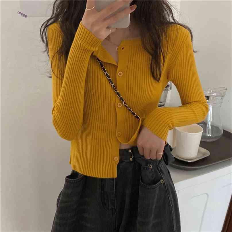 Lady Gentle Streetwear High Waist Slim Students All Match Solid OL Cardigans Female Knitted Clothe Sweaters 210525, Yellow
Lady Gentle Streetwear High Waist Slim Students All Match Solid OL Cardigans Female Knitted Clothe Sweaters 210525, Yellow