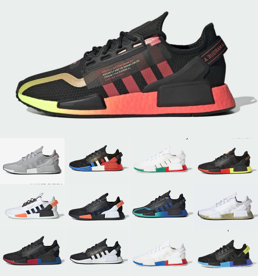 High Quality NMD Human Race Pharrell Williams Mens Women Running Shoes Infinite Species Solar Pack R1 V2 Triple White Orange Blue sneakers