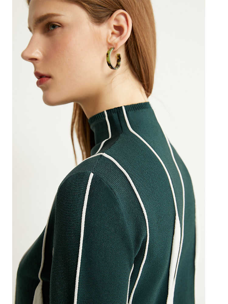 Minimalism Autumn Winter Women's Sweater Fashion Art Jacquard Slim Fit Turtleneck Causal Female Tops 12070391 210527