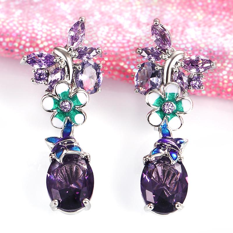Dangle & Chandelier Charming Purple Color Butterfly Flower Drop Earrings Women For Cocktail Party Delicate Girl Gift Female Statement Earrin
Dangle & Chandelier Charming Purple Color Butterfly Flower Drop Earrings Women For Cocktail Party Delicate Girl Gift Female Statement Earrin