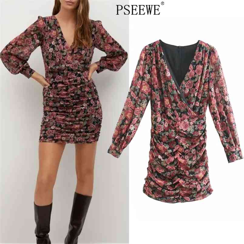 Autumn Floral Print Mini Dress Women Vintage Wrap Chiffon Puff Long Sleeve Woman Ruched Elegant es 210519
Autumn Floral Print Mini Dress Women Vintage Wrap Chiffon Puff Long Sleeve Woman Ruched Elegant es 210519
