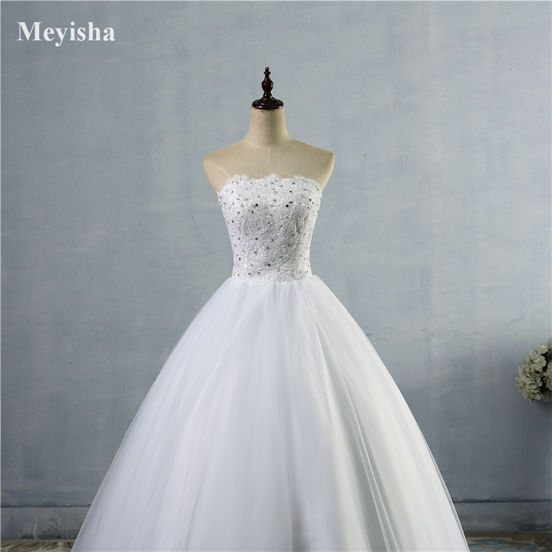 ZJ9061 custom made White Ivory Crystal Beads Sweetheart Bride Dresses Wedding lace edge maxi formal plus size 2-26W