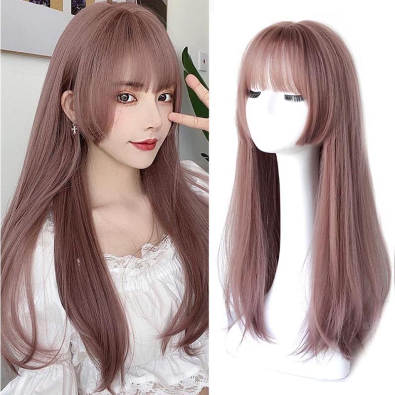 Synthetic Wigs HOUYAN Wig Female Long Straight Hair Women Anime Bangs Black Party Daily Air