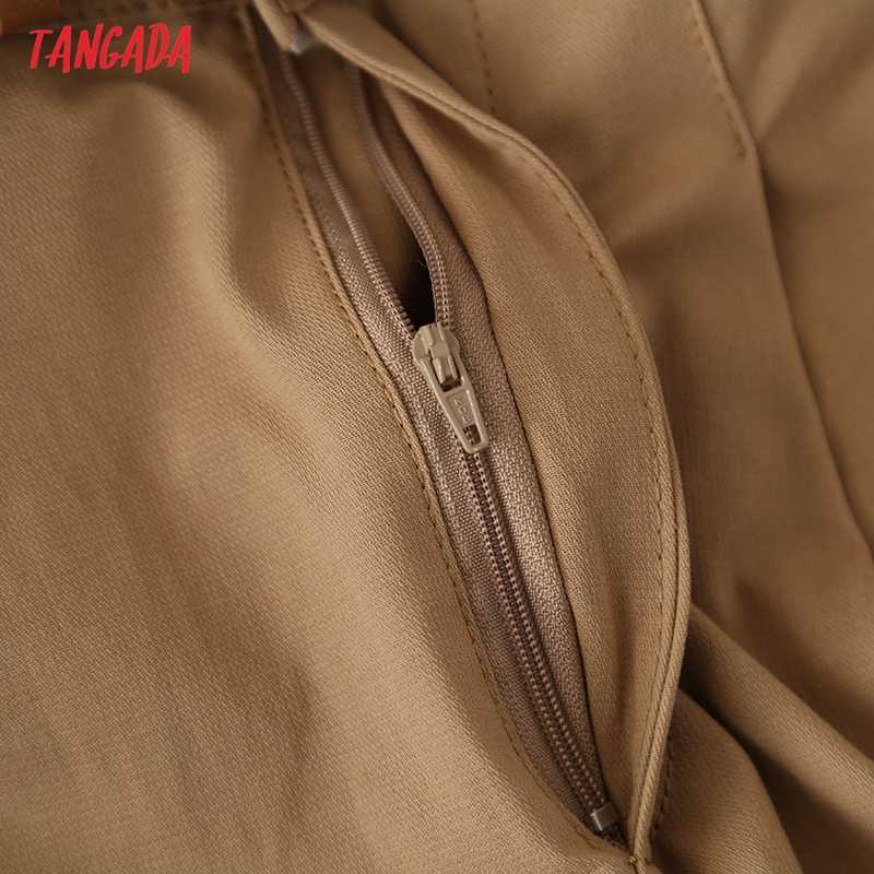 Tangada Summer Women Elegant Solid Cotton Shorts with Belt Pockets OL Pantalones 7H02 210714