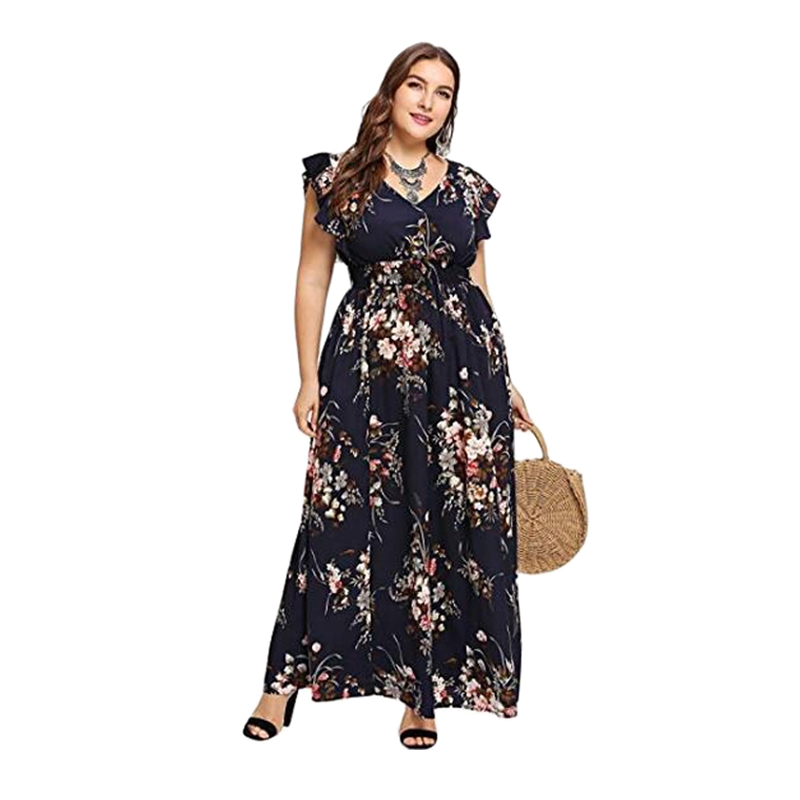 European and American Women Casual Maxi dresses Floor-Length V-neck printed lace-up waist long Vestidos, Dark blue
European and American Women Casual Maxi dresses Floor-Length V-neck printed lace-up waist long Vestidos, Dark blue