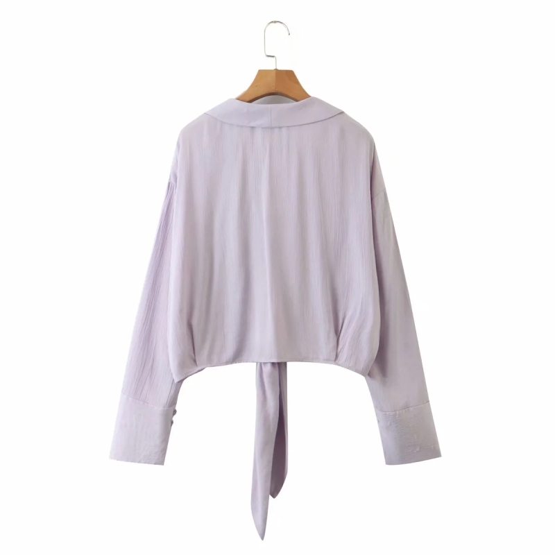vintage purple women short shirts summer casual ladies blouses fashion female button-fly girls 210430