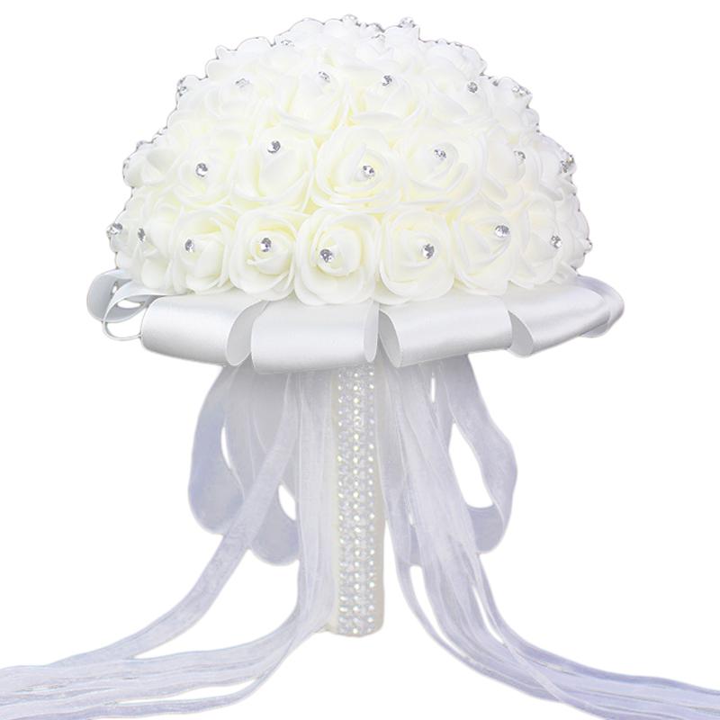 Decorative Flowers & Wreaths Bouquet Of Bridesmaid Silk Wedding Foam White Rose Bridal Satin Romantic
Decorative Flowers & Wreaths Bouquet Of Bridesmaid Silk Wedding Foam White Rose Bridal Satin Romantic