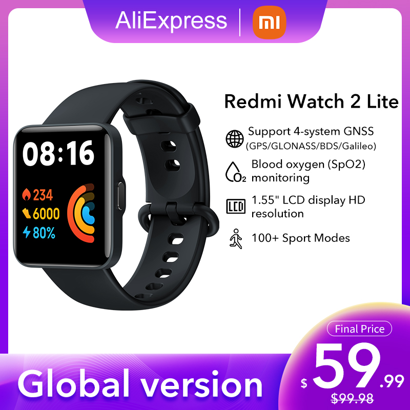 New Xiaomi Redmi Watch 2 lite Smart Watch Bluetooth Mi Band 1.55 HD GPS Smartwatch Blood Oxygen sport Bracelet, Black
New Xiaomi Redmi Watch 2 lite Smart Watch Bluetooth Mi Band 1.55 HD GPS Smartwatch Blood Oxygen sport Bracelet, Black
