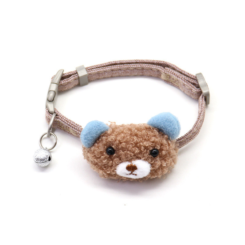 Fashion Cat Collar Cute Cartoon Bear Pet Collar with Bell for Puppy Kitten Elegant Bow Tie Adjustable Cat Dog Accessories
