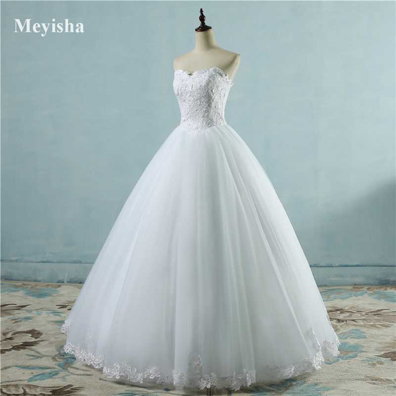 ZJ9081 2021 Lovely Wedding Dress Sweetheart Ball Gown Bride Dresses With Lace Edge Floor Length Bridal Gowns size 2-26W