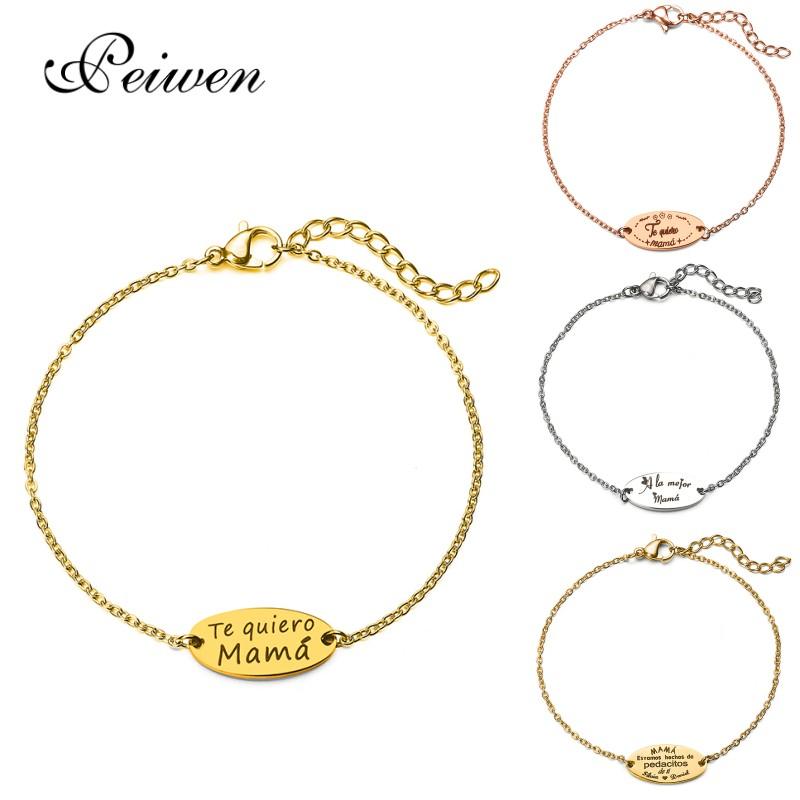 Link, Chain Spanish Te Quiero Mama Pendant Bracelet Stainless Steel Gold Silver Rose Color Bracelets For Women Love Mother Jewelry Gift
Link, Chain Spanish Te Quiero Mama Pendant Bracelet Stainless Steel Gold Silver Rose Color Bracelets For Women Love Mother Jewelry Gift