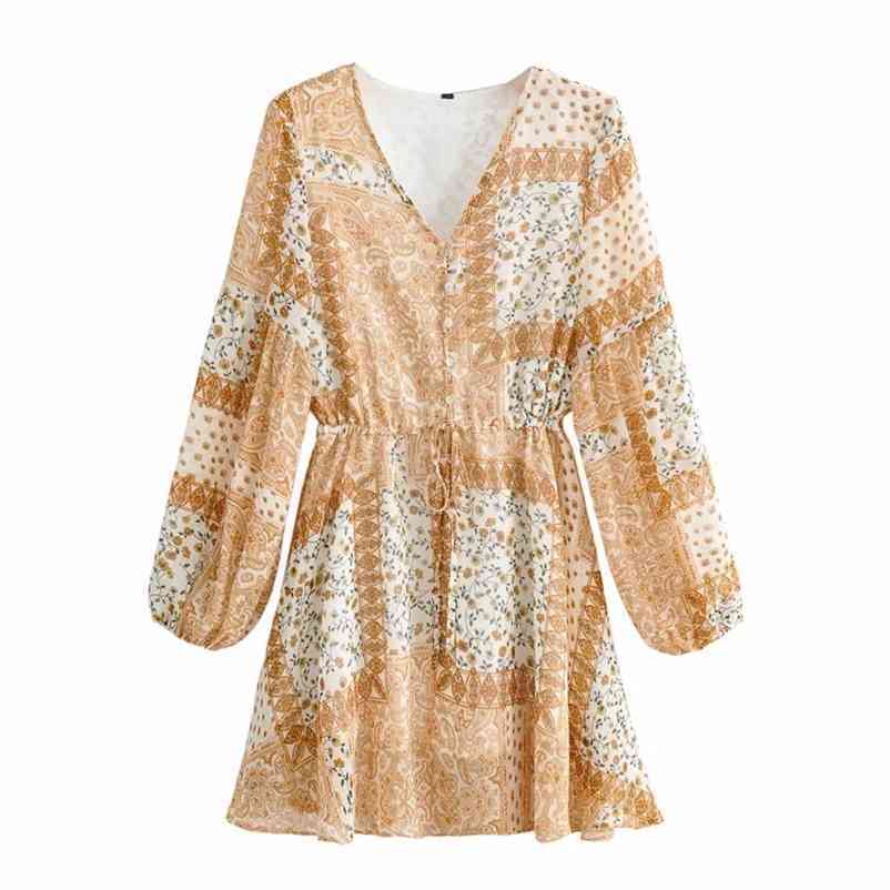 Spring Summer dress Fashion V-neck long lantern sleeve mini floral print A-line chiffon 210524, Mixed color
Spring Summer dress Fashion V-neck long lantern sleeve mini floral print A-line chiffon 210524, Mixed color