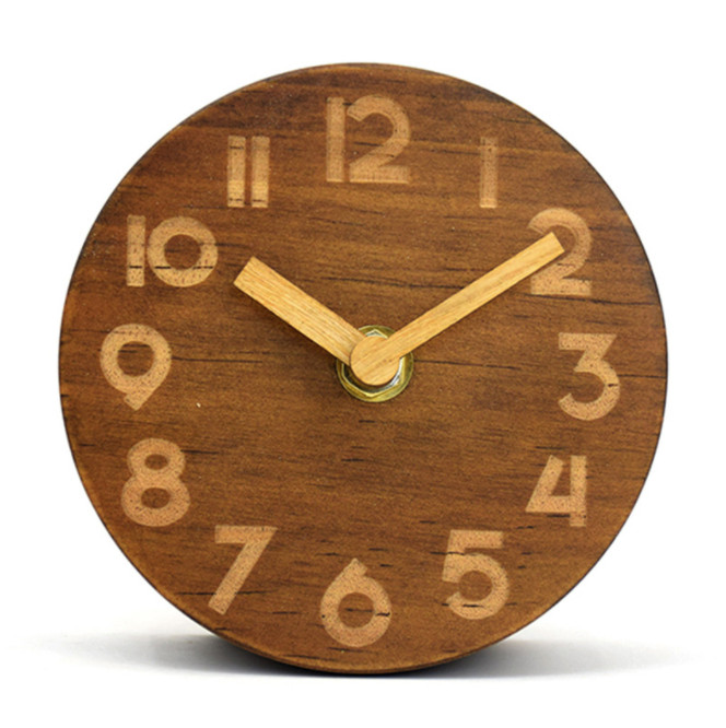 The latest table clocks, creative solid wood alarm clock, stylish wooden needles, silent small logs, many styles to choose from
