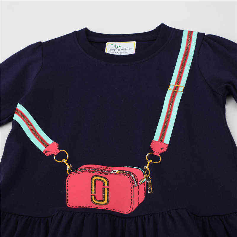 Jumping Meters Princess Girls Dresses For Autumn Winter Children's Clothes Cartoon Bag Print Lovely Kids Party School 220121