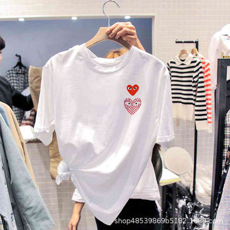 designer T Shirt Chuanjiu small red heart white short sleeve T-shirt women's round neck Baoling loose couple summer play love half men, White;black
designer T Shirt Chuanjiu small red heart white short sleeve T-shirt women's round neck Baoling loose couple summer play love half men, White;black