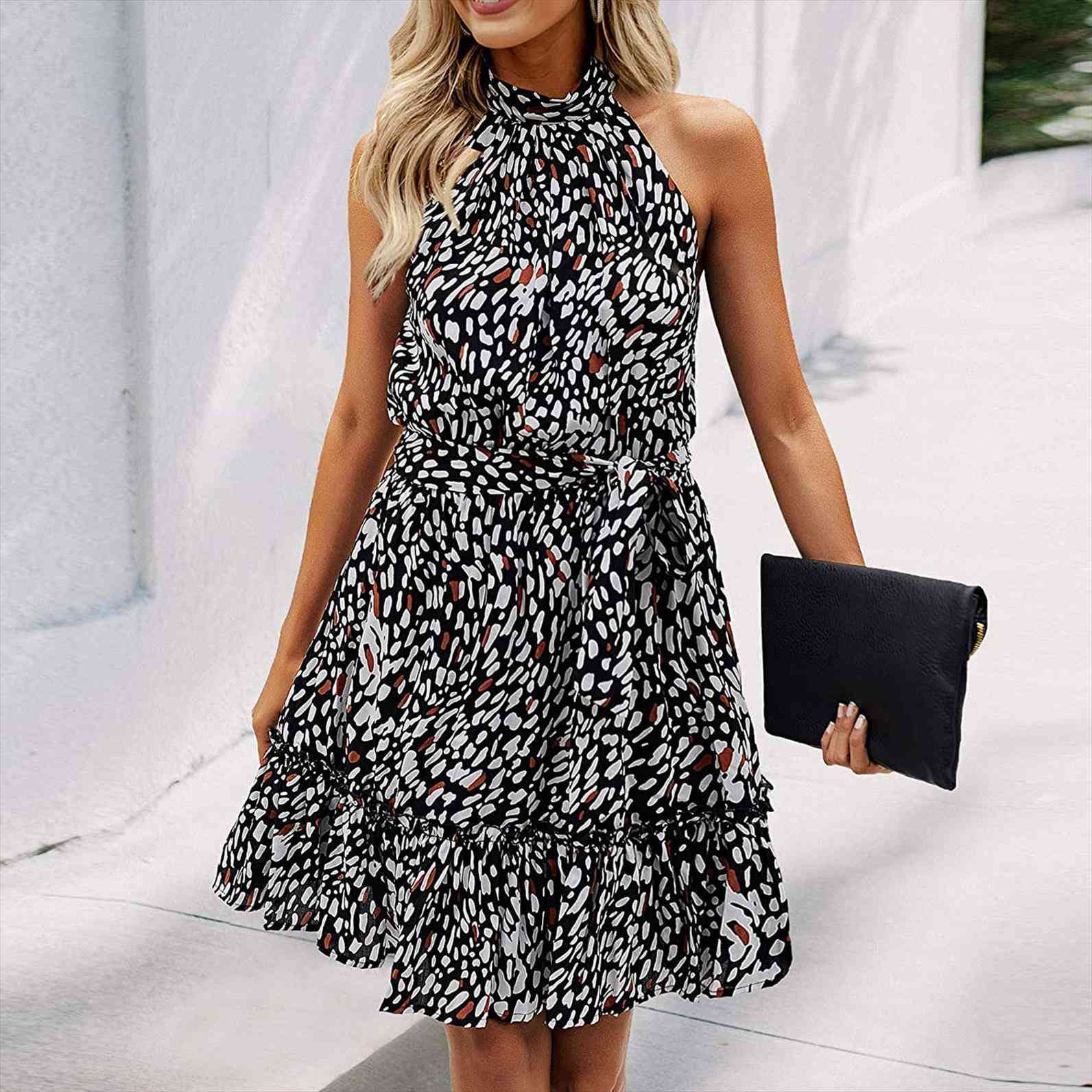 Summer Sundresses Floral Printed Halter Womens Sleepwears Strapless Ruffle Bandage Casual Dress Plus Size Kobieta Sukienka, Black;red
Summer Sundresses Floral Printed Halter Womens Sleepwears Strapless Ruffle Bandage Casual Dress Plus Size Kobieta Sukienka, Black;red