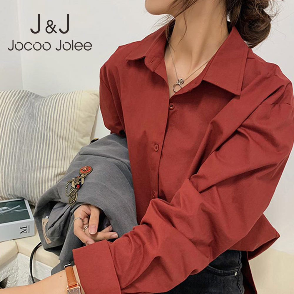 Jocoo Jolee Casual Long Sleeve Solid Turn-down Collar All-match Loose Tops and Blouses Elegant Office Lady Shirt Oversized Tunic 210518, As photo
Jocoo Jolee Casual Long Sleeve Solid Turn-down Collar All-match Loose Tops and Blouses Elegant Office Lady Shirt Oversized Tunic 210518, As photo
