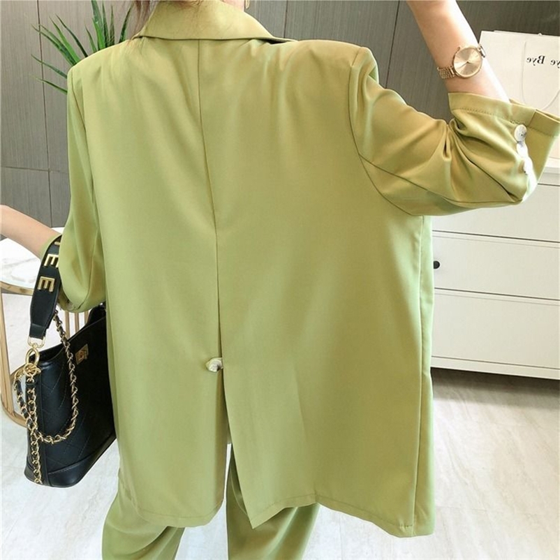 Fashion Women' OL Style Back Split Blazers Jacket Elastic Pants Two Pieces Set Vintage Single Breasted Casual Sets Loose Suits 210517, Green
Fashion Women' OL Style Back Split Blazers Jacket Elastic Pants Two Pieces Set Vintage Single Breasted Casual Sets Loose Suits 210517, Green