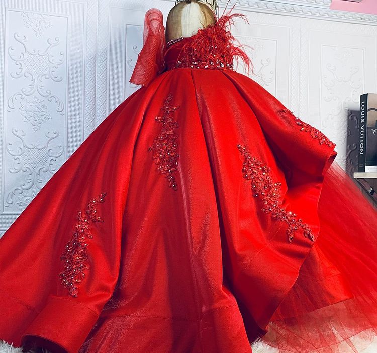Red Luxurious Tutu Flower Girl Dresses Lace Beaded Ball Gown Sheer Neck Tulle Lilttle Kids Birthday Pageant Weddding Gowns ZJ598