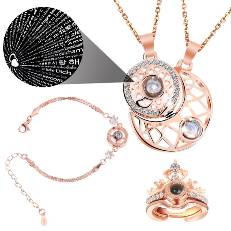 Pendant Necklaces 100 Languages I Love You Necklace Projection Sun&Moon Memory Confession Magnet Couple Valentine's Day Gift
Pendant Necklaces 100 Languages I Love You Necklace Projection Sun&Moon Memory Confession Magnet Couple Valentine's Day Gift
