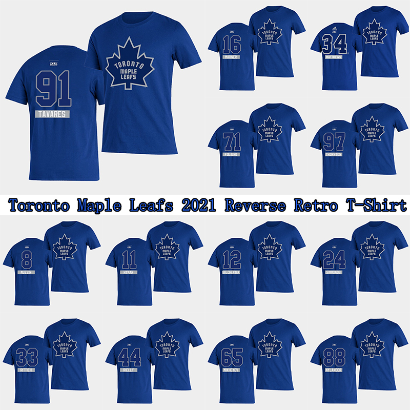 Toronto Maple Leafs 2021 Reverse Retro Fans T-Shirt 91 John Tavares 16 Mitchell Marner 36 Jack Campbell 34 Matthew 97 Joe Thornton, Blue 
Toronto Maple Leafs 2021 Reverse Retro Fans T-Shirt 91 John Tavares 16 Mitchell Marner 36 Jack Campbell 34 Matthew 97 Joe Thornton, Blue
