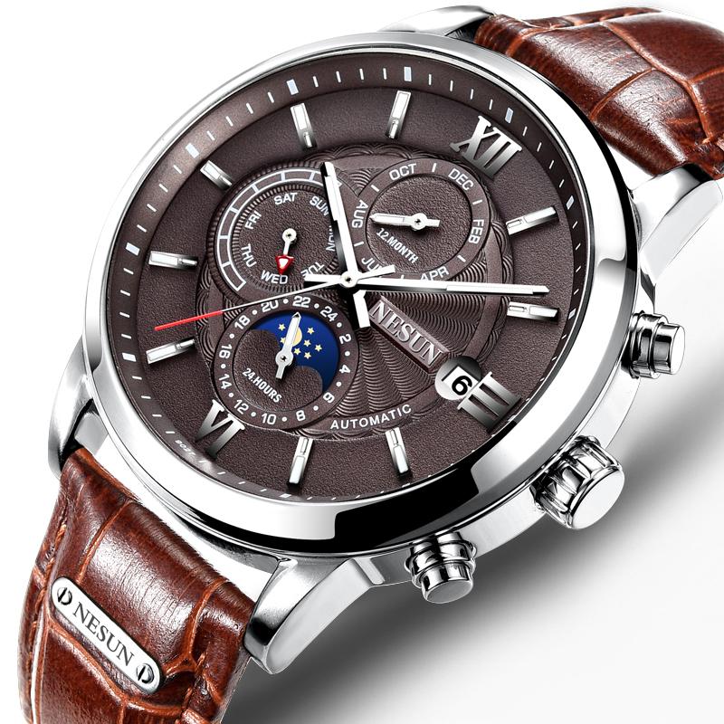 

Wristwatches Switzerland Nesun Watch Men Automatic Mechanical Sapphire Relogio Masculino Moon Phase Waterproof N9027-1, Item 3