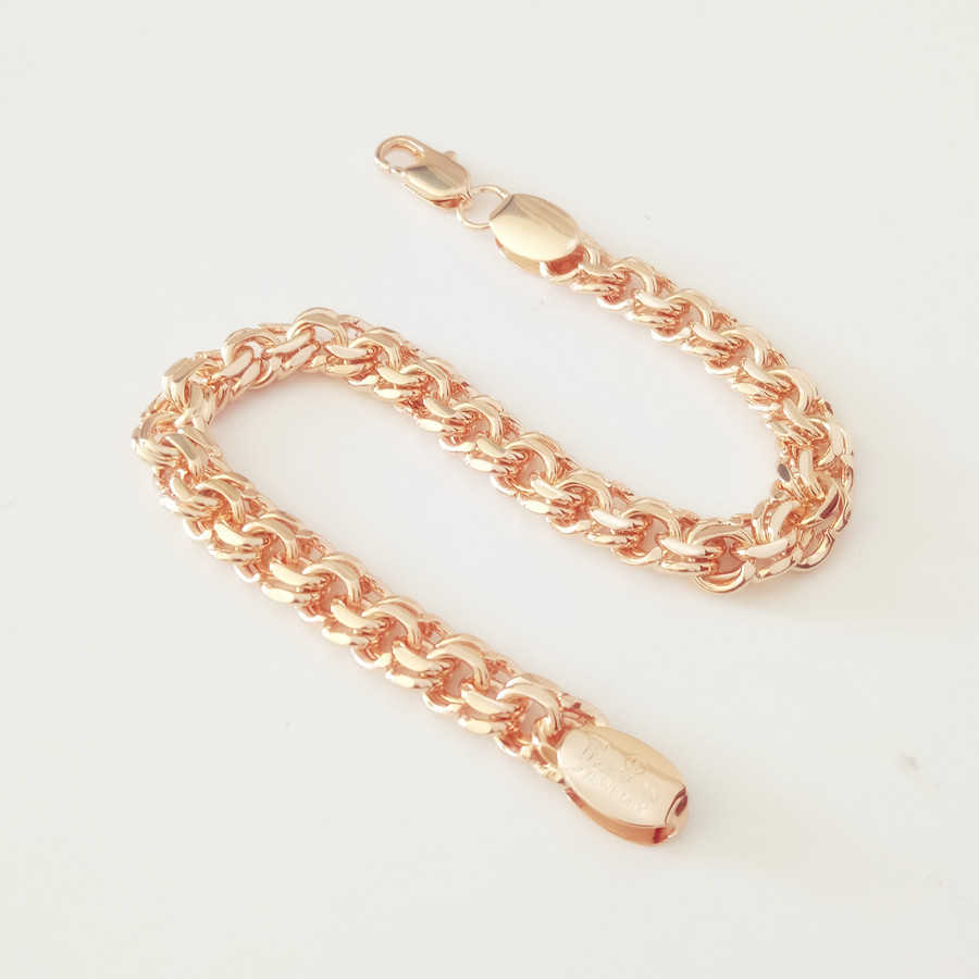 Rose Jewelry A Form of Weaving Long 7MM Wide Hand Catenary Gold Color Bracelet Men and Women designer bracelet women luxury jewelry gold mens love bra - view 6