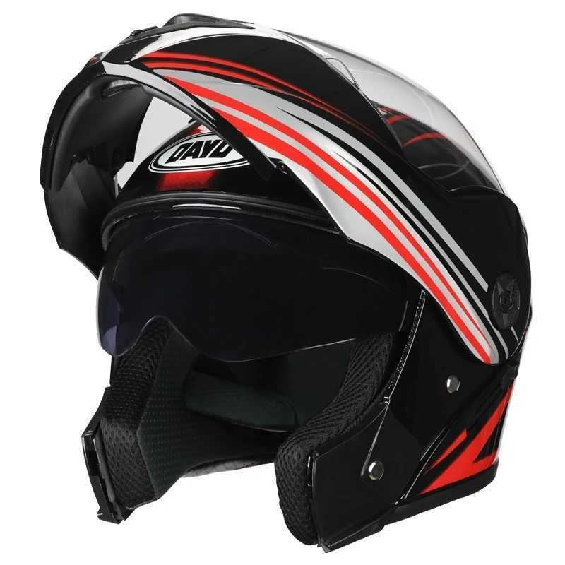 Motorcycle Helmet Flip Up Helmet Motorbike Modular Dual Lens Visors For Adults Full Face Safe Motocross Helm casque moto Q0630