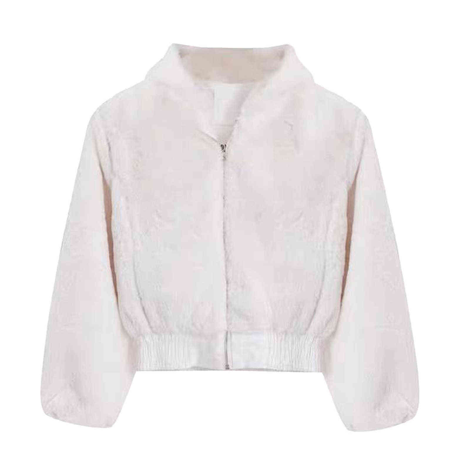 Harajuku Hoodies Women's Jacket Oversized Hoodie Fashion Hooded Sweatshirts Pure Color Long Sleeve Zipper Plush Casual Coat Tops Y1118