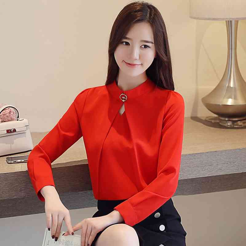 Womens Clothing Fashion Woman Blouses White Blouse Chiffon Blouse Long Sleeve Women Shirts Womens Tops And Blouses A876 210426