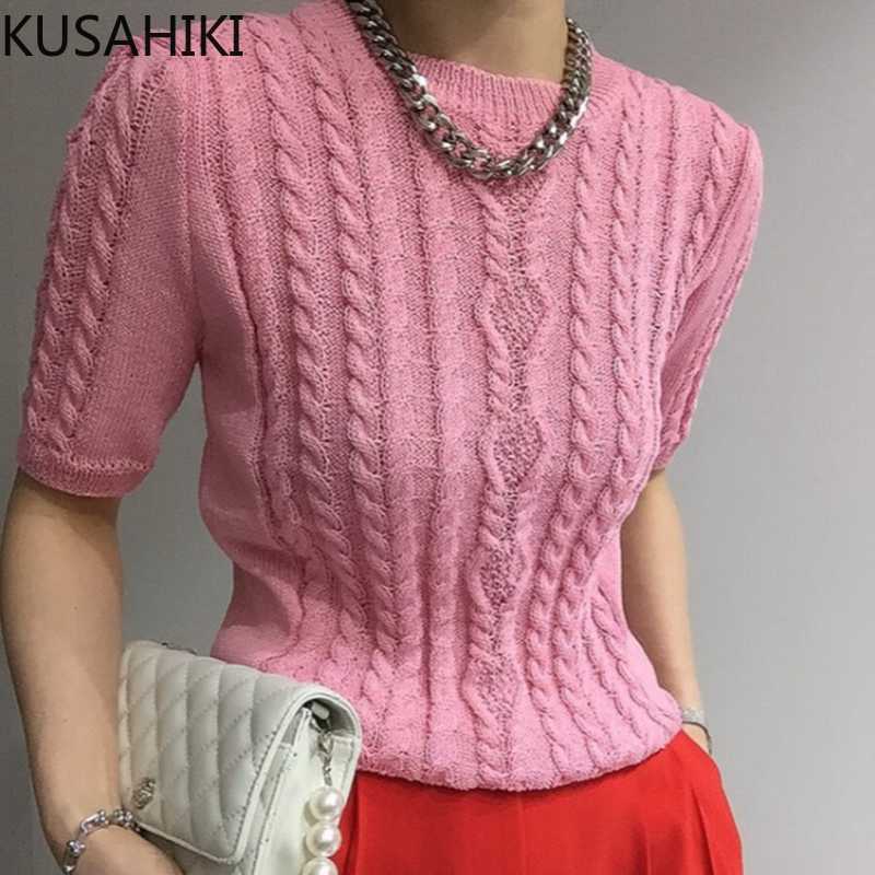 KUSAHIKI Summer Korean Chic Short Sleeve Knitwear Korean Twisted O-neck Slim Sweater Fashion Solid Women Knitted Top 6J711 210602, White
KUSAHIKI Summer Korean Chic Short Sleeve Knitwear Korean Twisted O-neck Slim Sweater Fashion Solid Women Knitted Top 6J711 210602, White