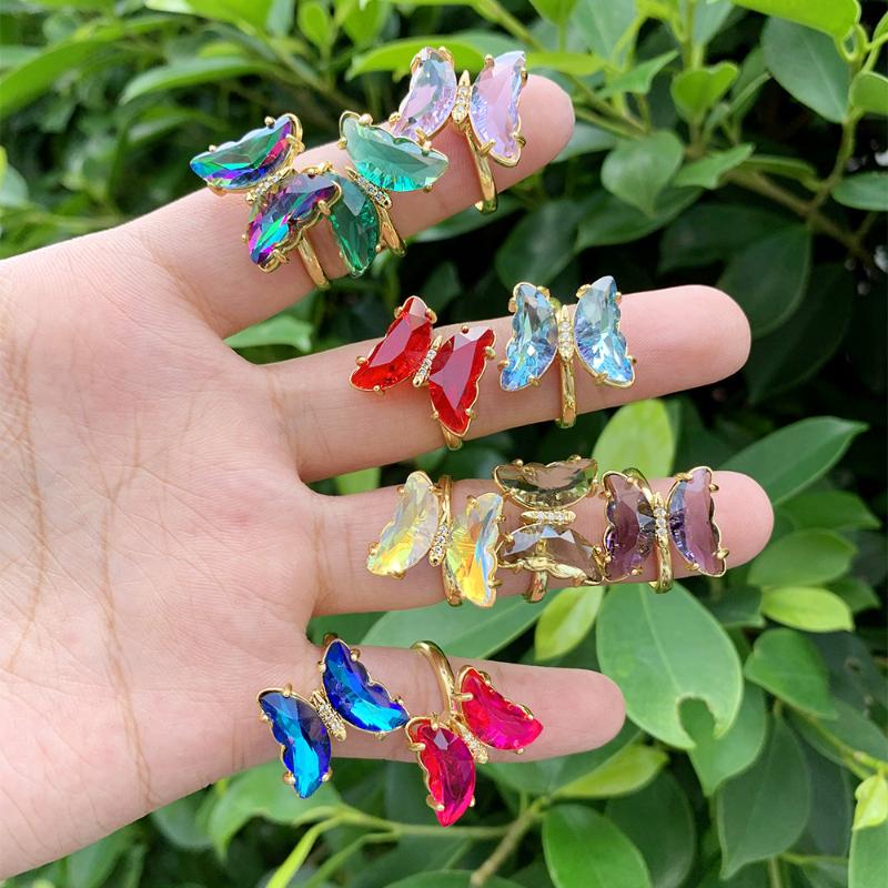 Cluster Rings Translucent Crystal Glass Micro Insert Gold-plated Copper Butterfly Shape Ring Fit For Party/Wedding
Cluster Rings Translucent Crystal Glass Micro Insert Gold-plated Copper Butterfly Shape Ring Fit For Party/Wedding