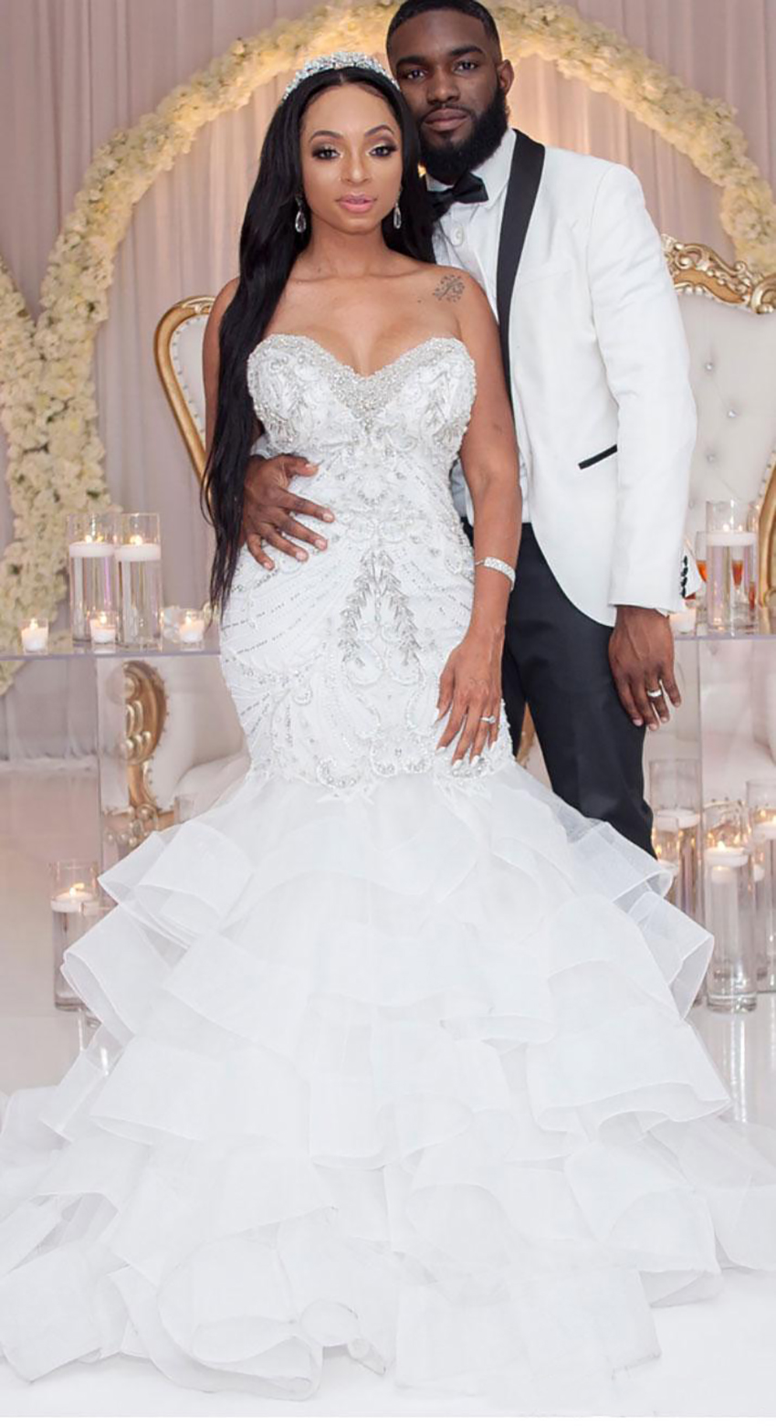 2021 Sexy Mermaid Wedding Dresses Sweetheart Crystal Pearls Beaded Embroidery Ruffled Layered Nigerian Bridal Wedding Gowns