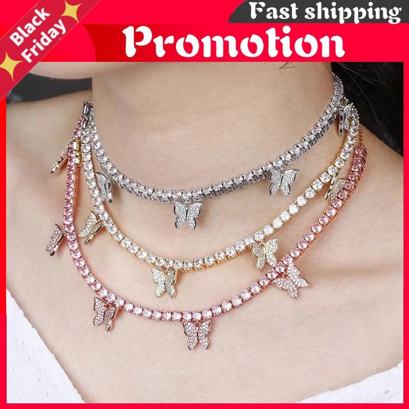 Chains Butterfly Chain 4mm Tennis Choker Necklace Iced Out Cubic Zircon Bling Hop Charm Jewelry For Men Women, Silver
Chains Butterfly Chain 4mm Tennis Choker Necklace Iced Out Cubic Zircon Bling Hop Charm Jewelry For Men Women, Silver