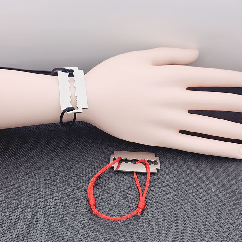 High Quality Stainless Steel Bracelet De Rasoir Blade Razor With Black Red Rope Adjustable France Famous Brand Jewelry For Women Men Unisex