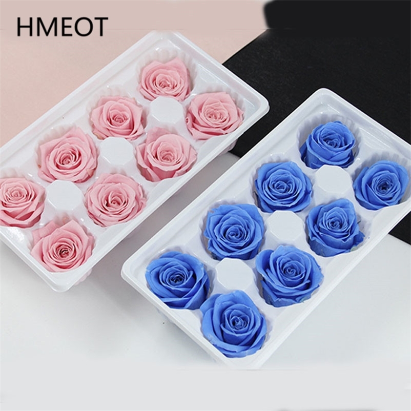 8pcs 4-5cm Everlasting Flower Rose Heads Preserved Flowers Immortal Rose Flower Valentine's Day DIY gift Box Bouquet Materials 210317