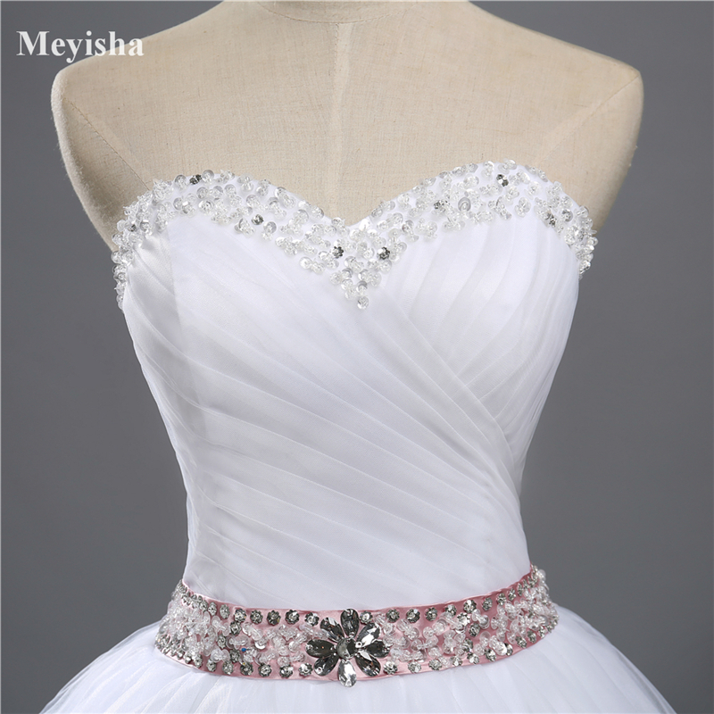 ZJ9084 fashion Beads Crystal White Ivory Wedding Dresses for brides plus size maxi formal sweetheart
