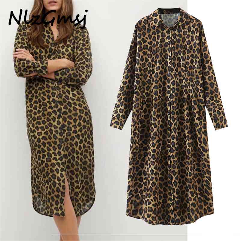Dres Fashion Leopard Printing Woman Midi Long Sleeve tunic Turn Down Collar Female Clothes 210628, As picture
Dres Fashion Leopard Printing Woman Midi Long Sleeve tunic Turn Down Collar Female Clothes 210628, As picture